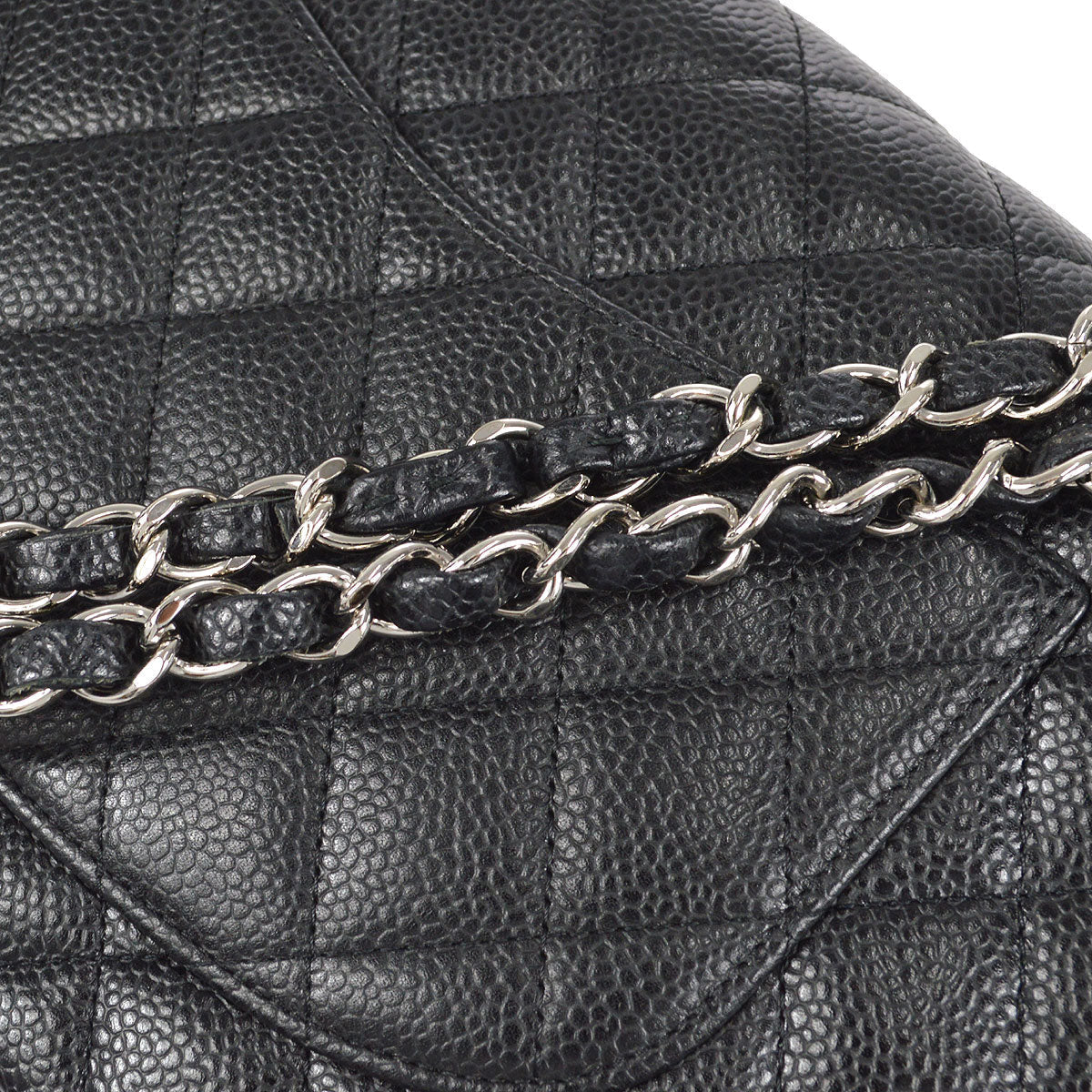 CHANEL Classic Double Flap Medium Shoulder Bag Black Caviar