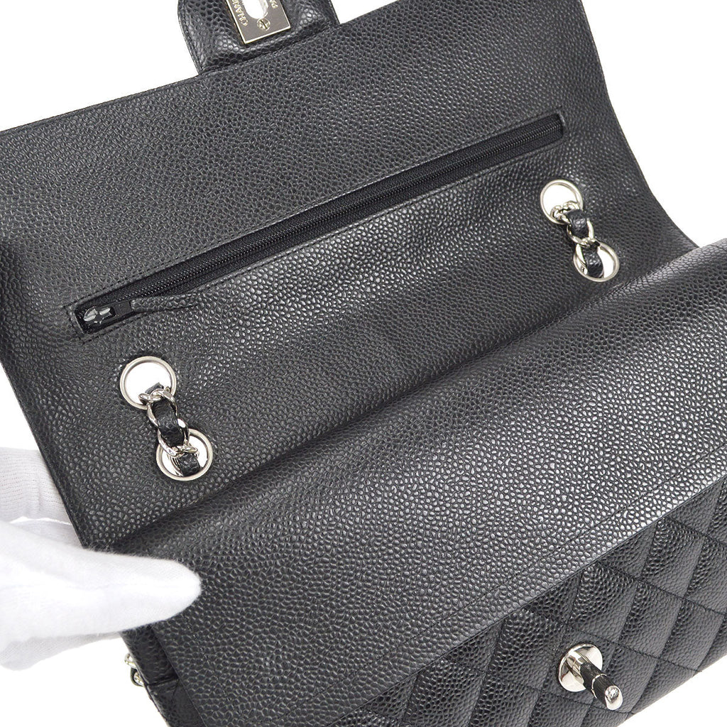 CHANEL Classic Double Flap Medium Shoulder Bag Black Caviar