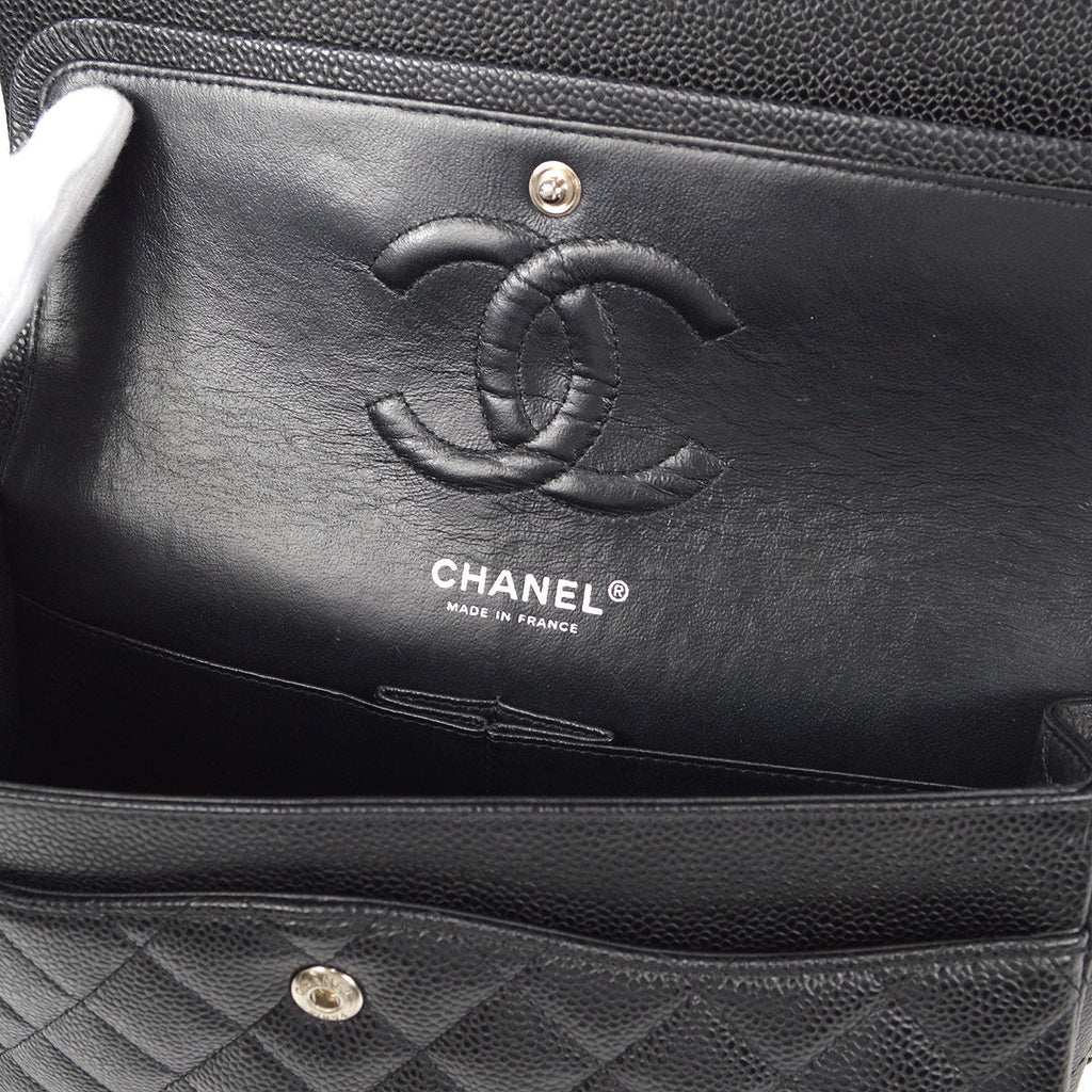CHANEL Classic Double Flap Medium Shoulder Bag Black Caviar
