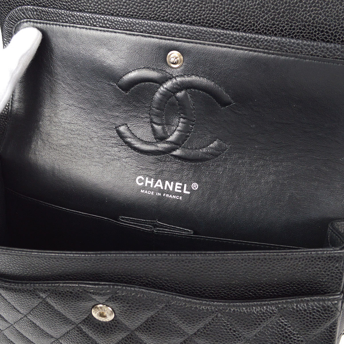 CHANEL Classic Double Flap Medium Shoulder Bag Black Caviar