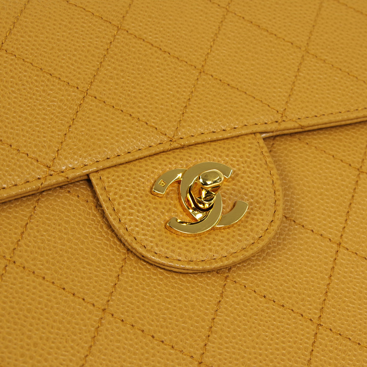 CHANEL 1998 Classic Single Flap Jumbo Camel Caviar