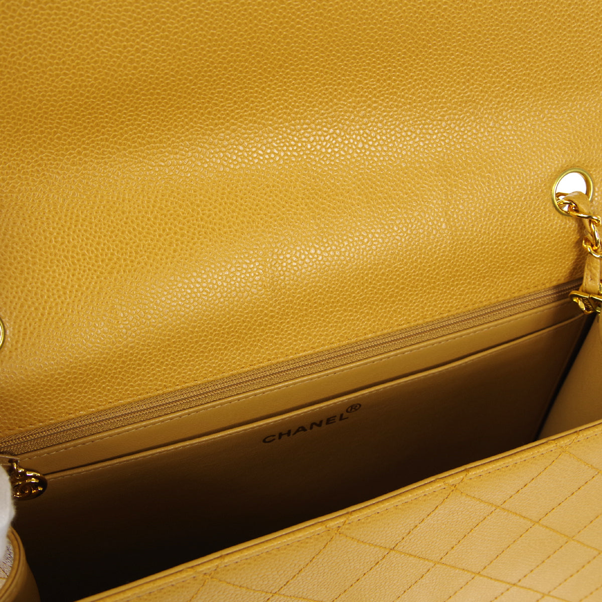 CHANEL 1998 Classic Single Flap Jumbo Camel Caviar