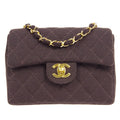 CHANEL 1996-1997 Classic Square Flap Mini 17 Brown Jersey