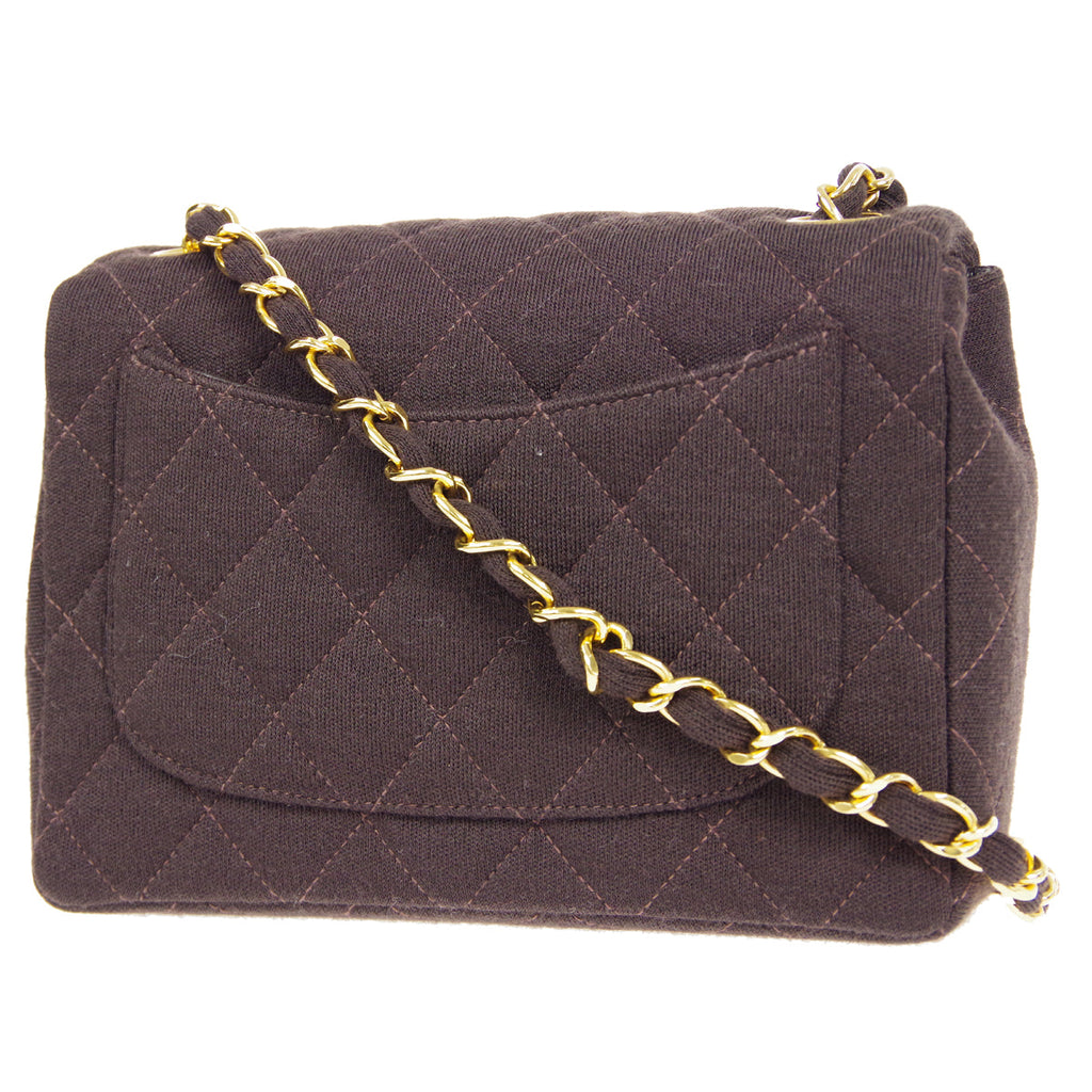 CHANEL 1996-1997 Classic Square Flap Mini 17 Brown Jersey