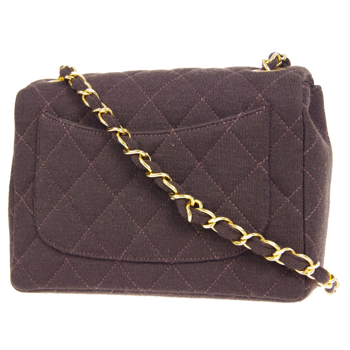 CHANEL 1996-1997 Classic Square Flap Mini 17 Brown Jersey
