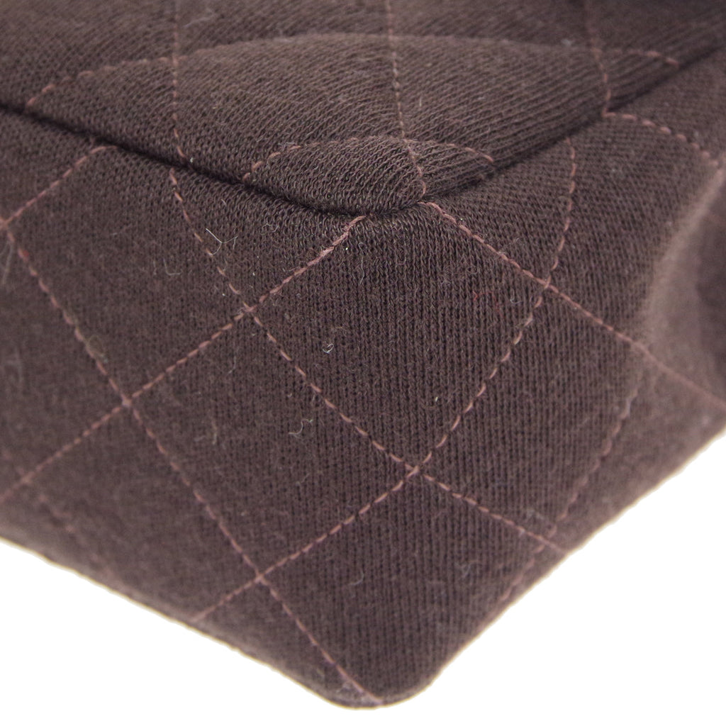 CHANEL 1996-1997 Classic Square Flap Mini 17 Brown Jersey