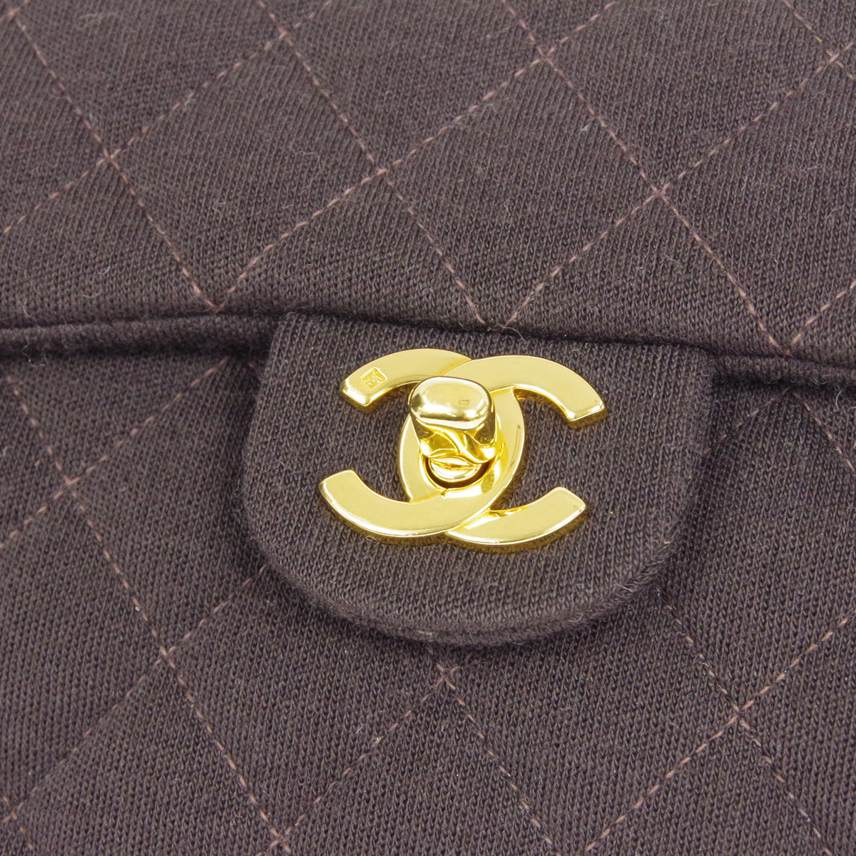 CHANEL 1996-1997 Classic Square Flap Mini 17 Brown Jersey
