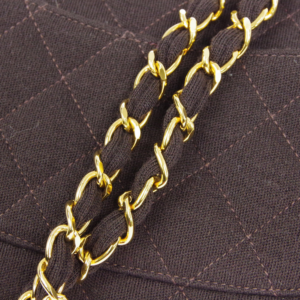 CHANEL 1996-1997 Classic Square Flap Mini 17 Brown Jersey