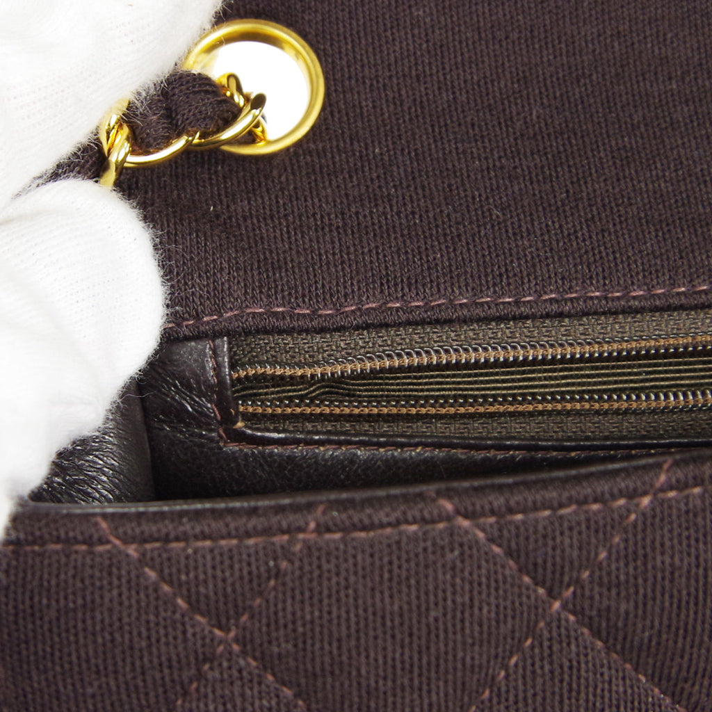 CHANEL 1996-1997 Classic Square Flap Mini 17 Brown Jersey