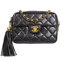CHANEL 1991-1994 Pocket Camera Bag Mini Black Lambskin