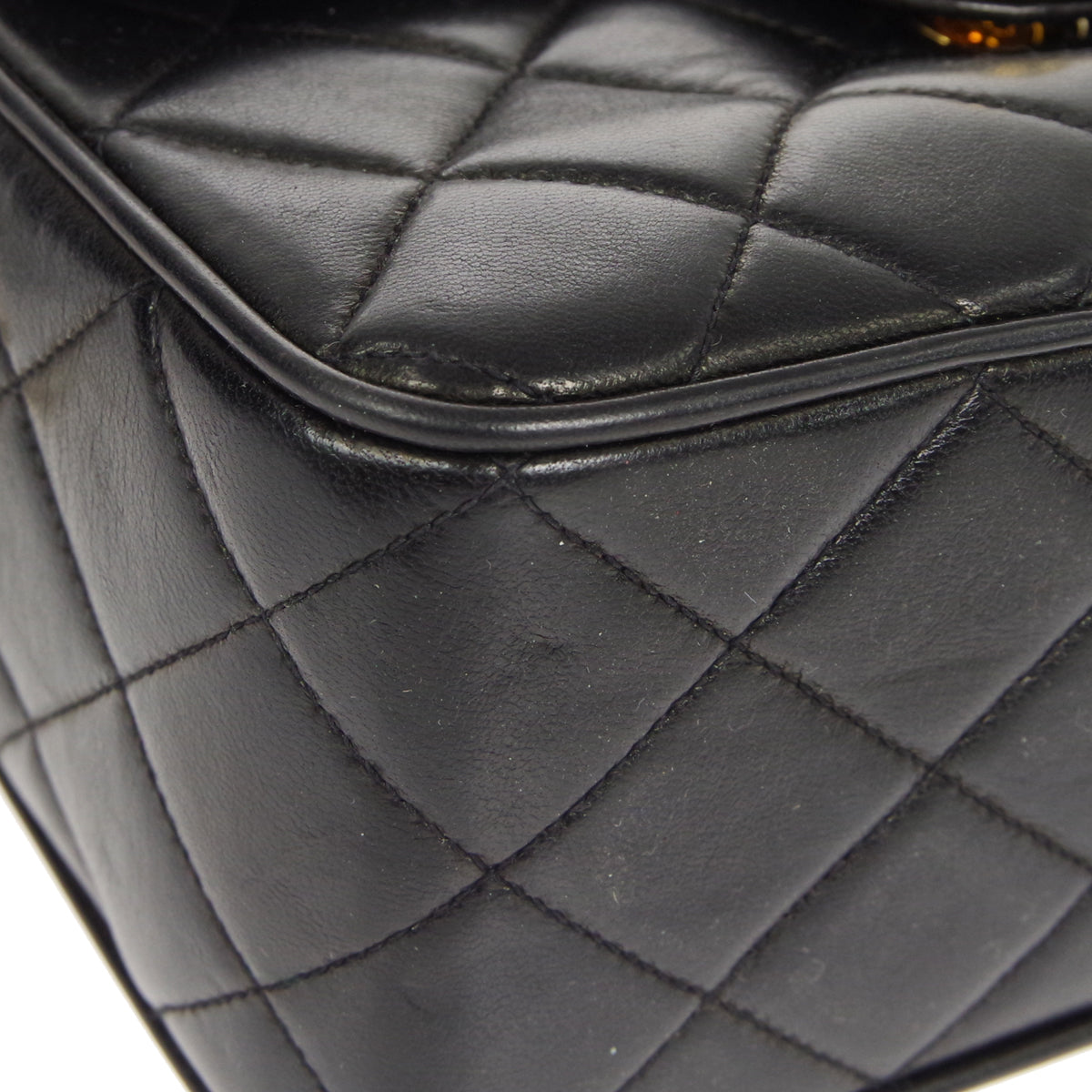 CHANEL 1991-1994 Pocket Camera Bag Mini Black Lambskin