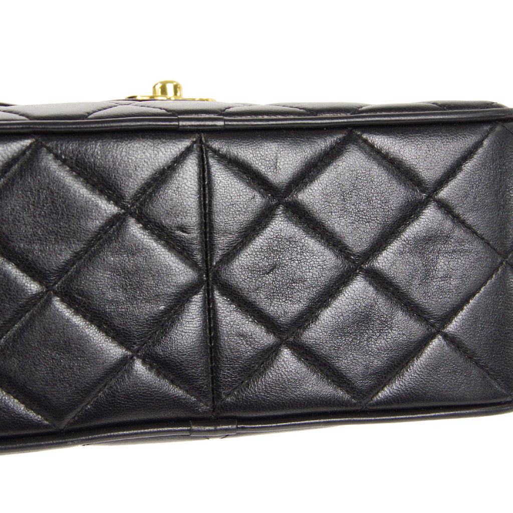 CHANEL 1991-1994 Pocket Camera Bag Mini Black Lambskin