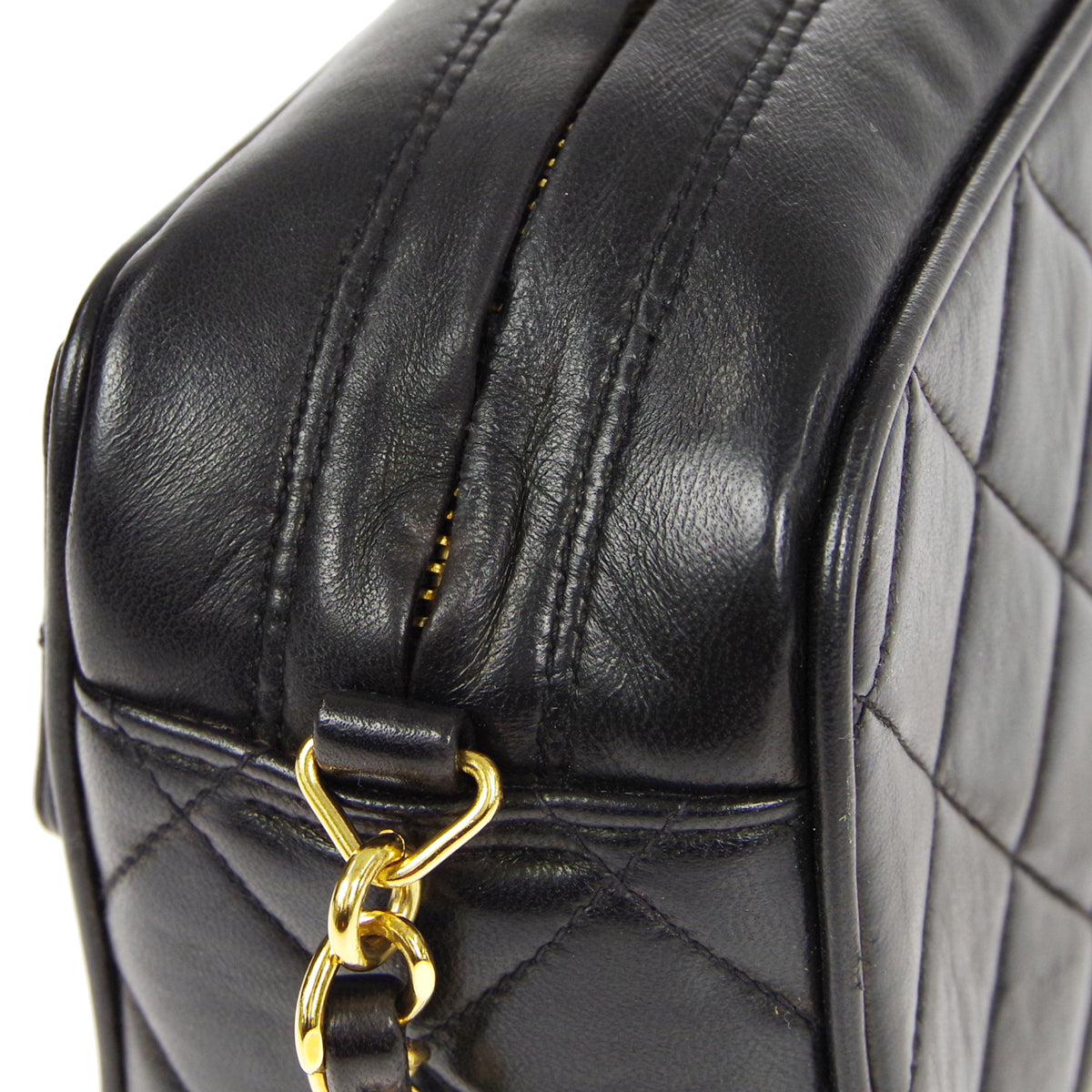 CHANEL 1991-1994 Pocket Camera Bag Mini Black Lambskin