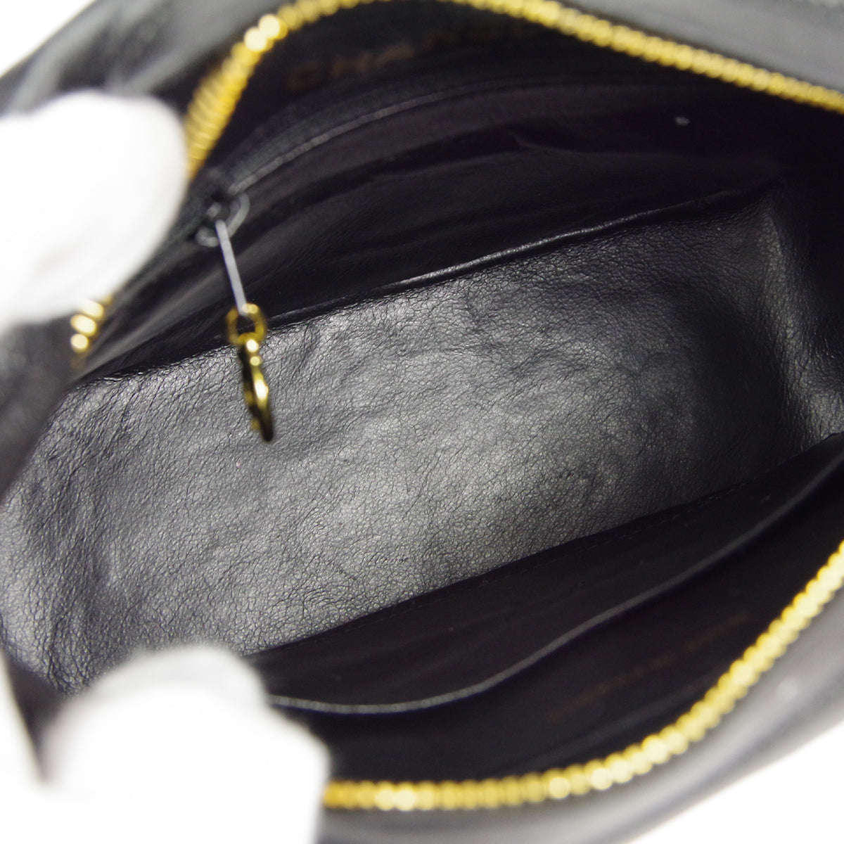 CHANEL 1991-1994 Pocket Camera Bag Mini Black Lambskin
