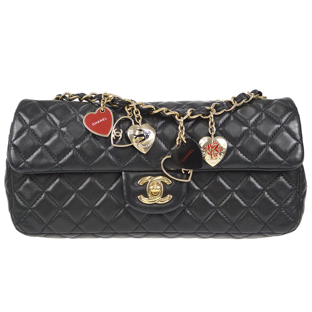 CHANEL 2009-2010 Heart Charm East West Black Lambskin