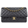 CHANEL 2001-2003 Classic Double Flap Medium Black Caviar