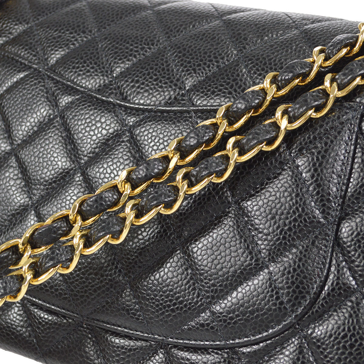 CHANEL 2001-2003 Classic Double Flap Medium Black Caviar