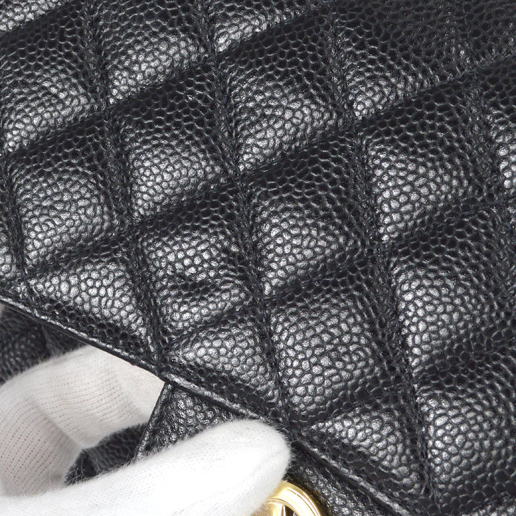 CHANEL 2001-2003 Classic Double Flap Medium Black Caviar
