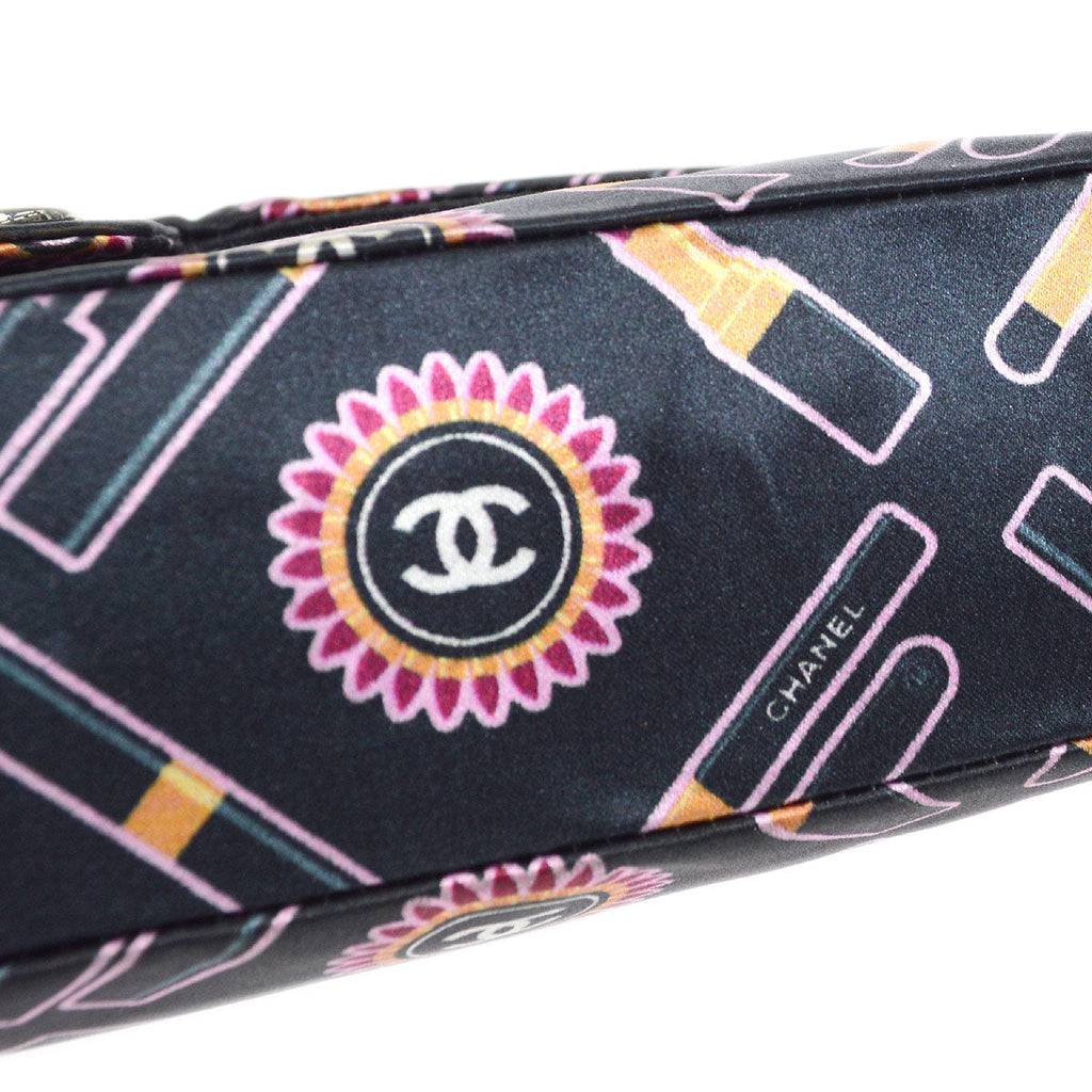 CHANEL 2004-2006 Cosmetic Printed Classic Single Flap Medium Satin