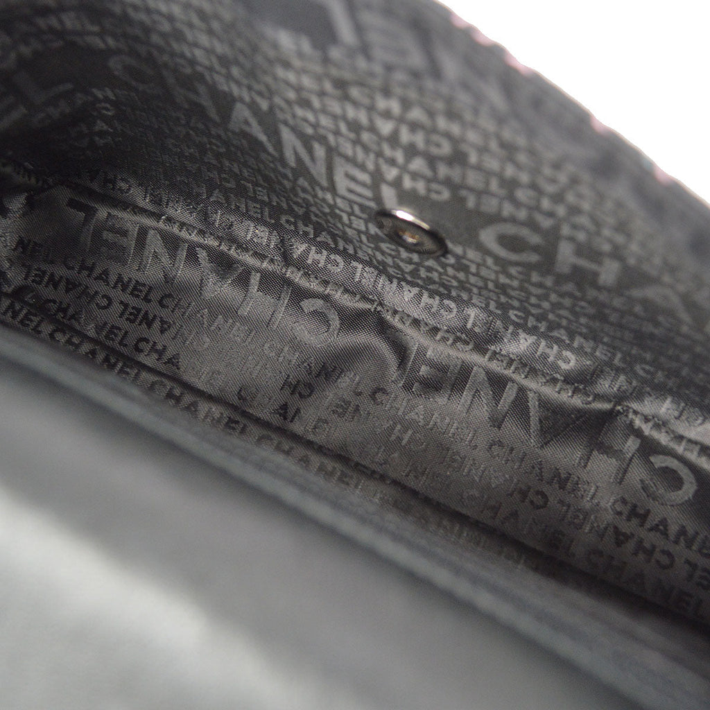 CHANEL 2004-2006 Cosmetic Printed Classic Single Flap Medium Satin