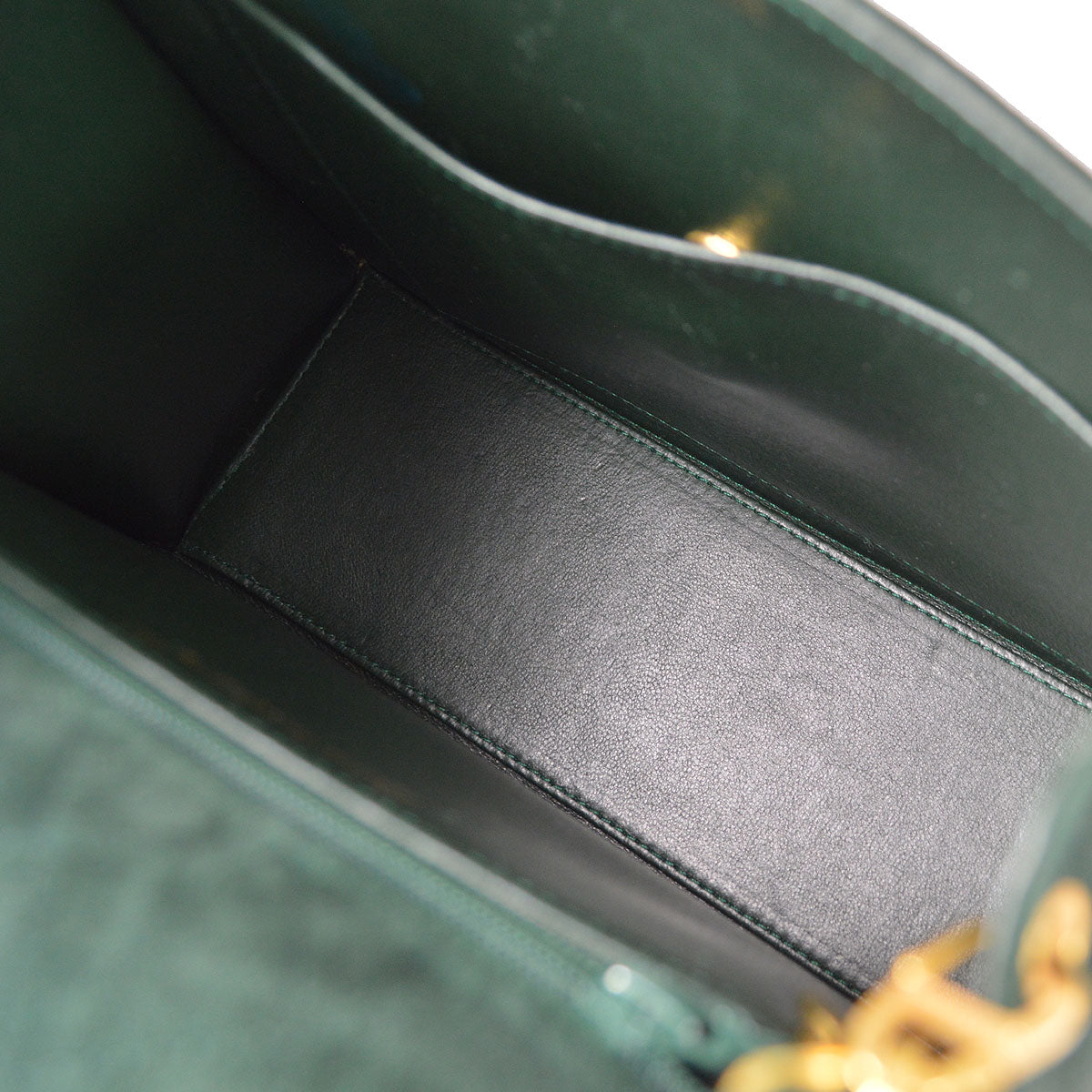 CHANEL 1989-1991 Trapezoid Flap Medium Green Suede