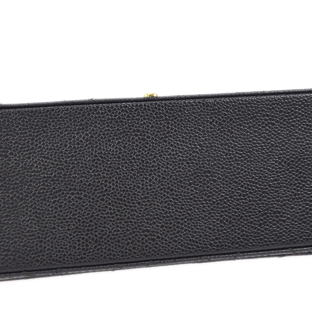 CHANEL 1998 Straight Flap Shoulder Bag Black Caviar