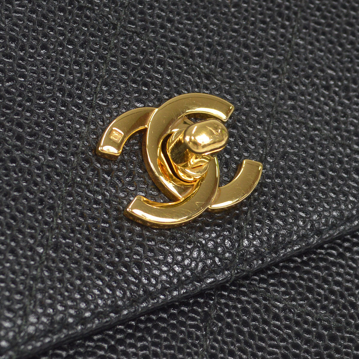 CHANEL 1998 Straight Flap Shoulder Bag Black Caviar