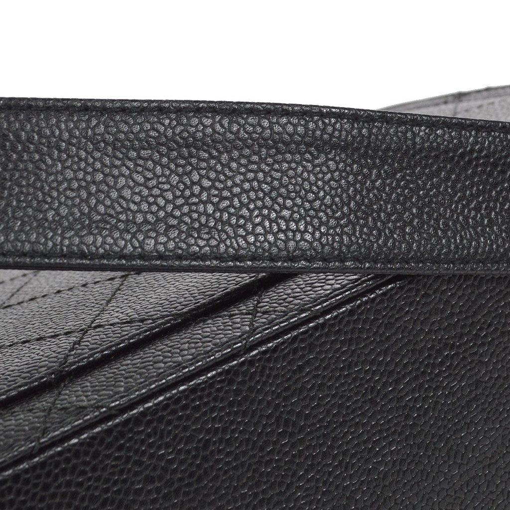 CHANEL 1998 Straight Flap Shoulder Bag Black Caviar