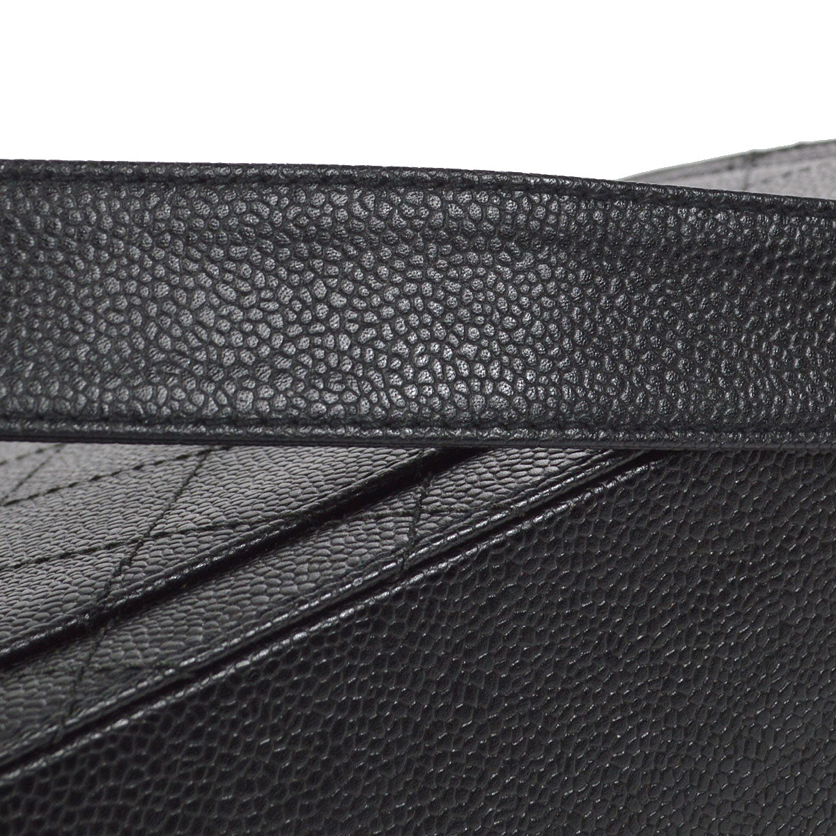 CHANEL 1998 Straight Flap Shoulder Bag Black Caviar