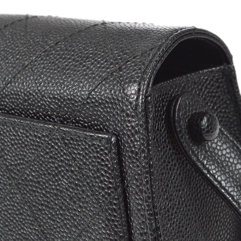CHANEL 1998 Straight Flap Shoulder Bag Black Caviar
