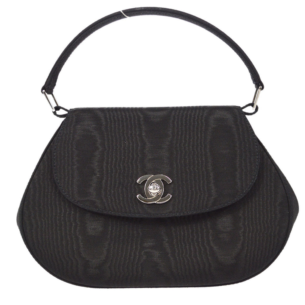 CHANEL 1997-1999 Handbag SHW Black Canvas