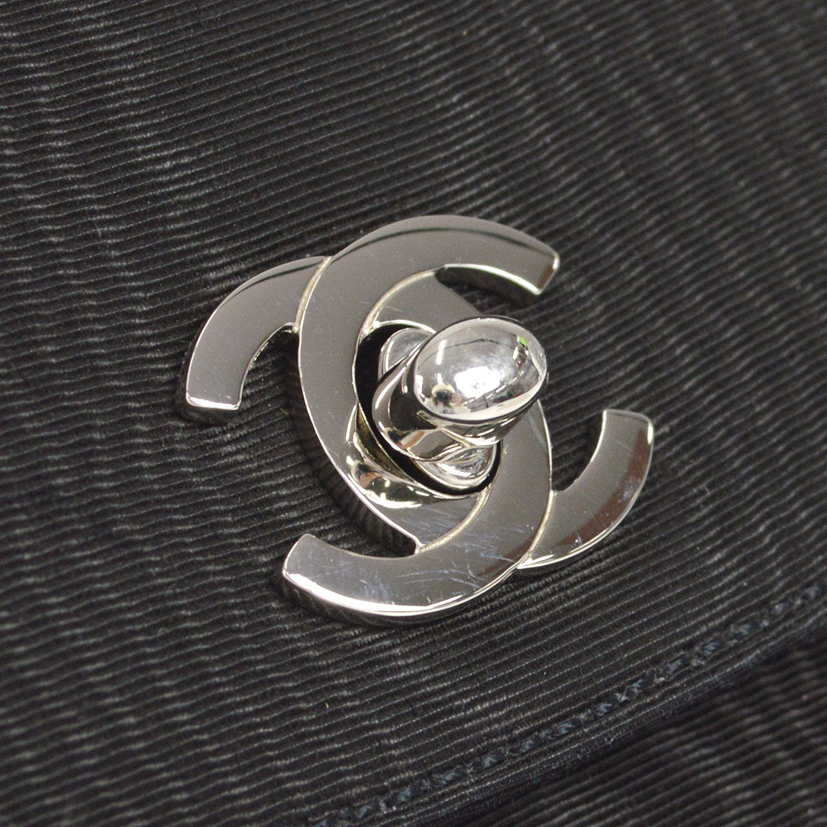 CHANEL 1997-1999 Handbag SHW Black Canvas