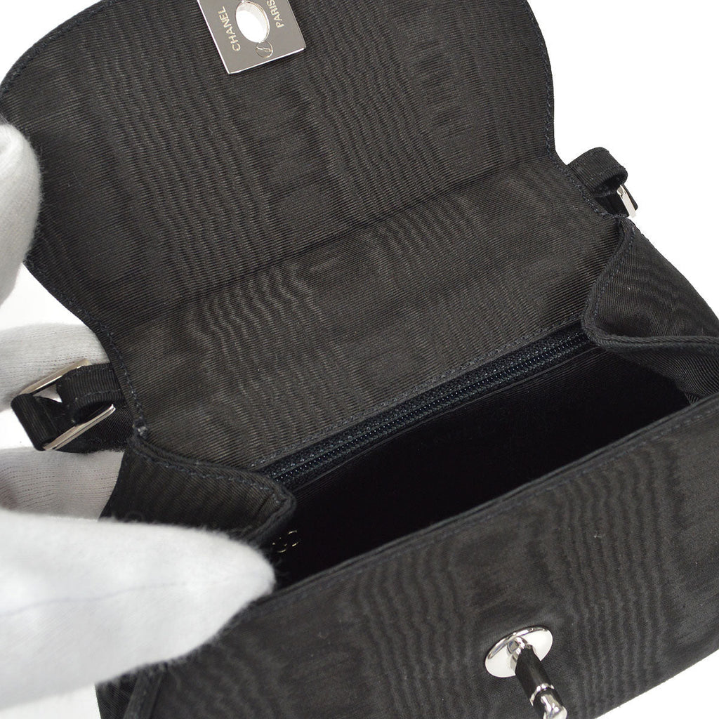 CHANEL 1997-1999 Handbag SHW Black Canvas