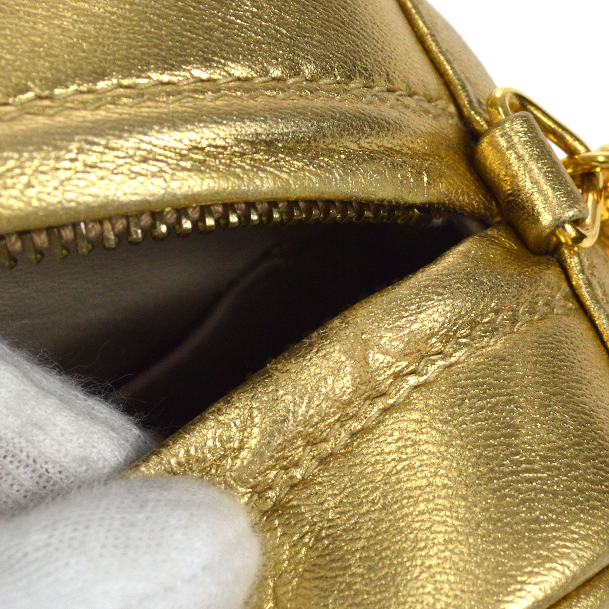 CHANEL 1991-1994 Pocket Camera Bag Mini Gold Lambskin