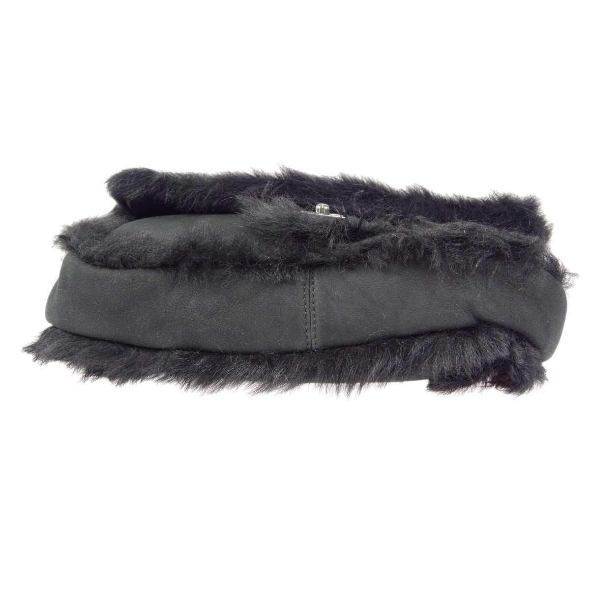 CHANEL 2006-2008 Sport Line Flap Jumbo Black Sheepskin Fur