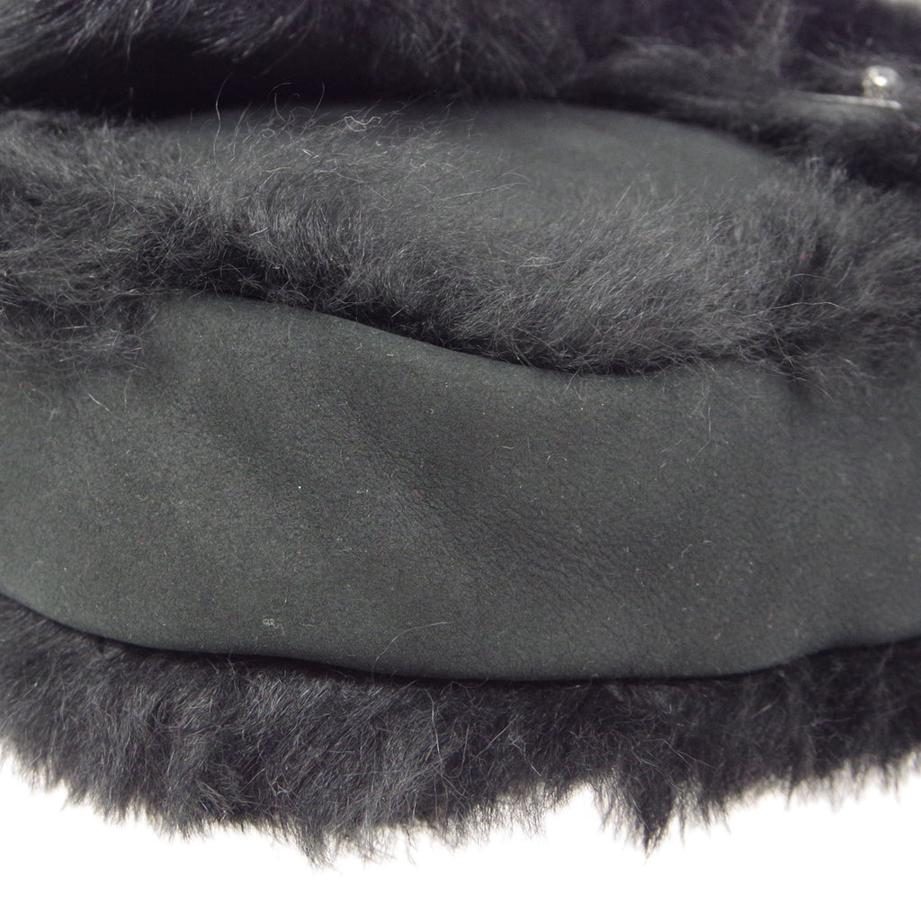 CHANEL 2006-2008 Sport Line Flap Jumbo Black Sheepskin Fur