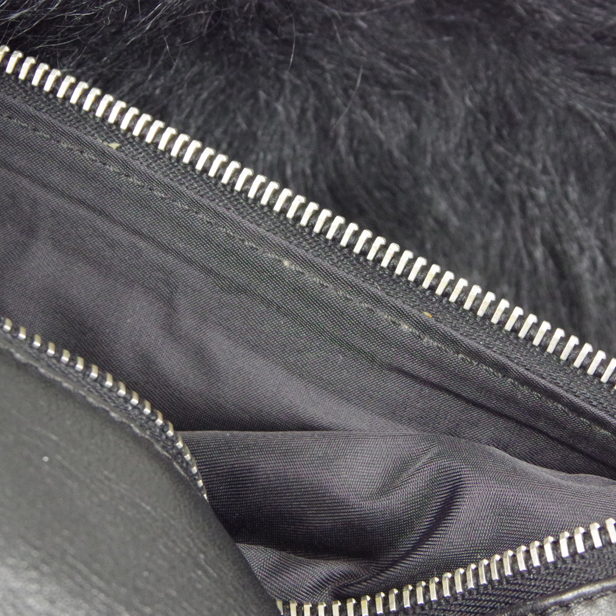 CHANEL 2006-2008 Sport Line Flap Jumbo Black Sheepskin Fur