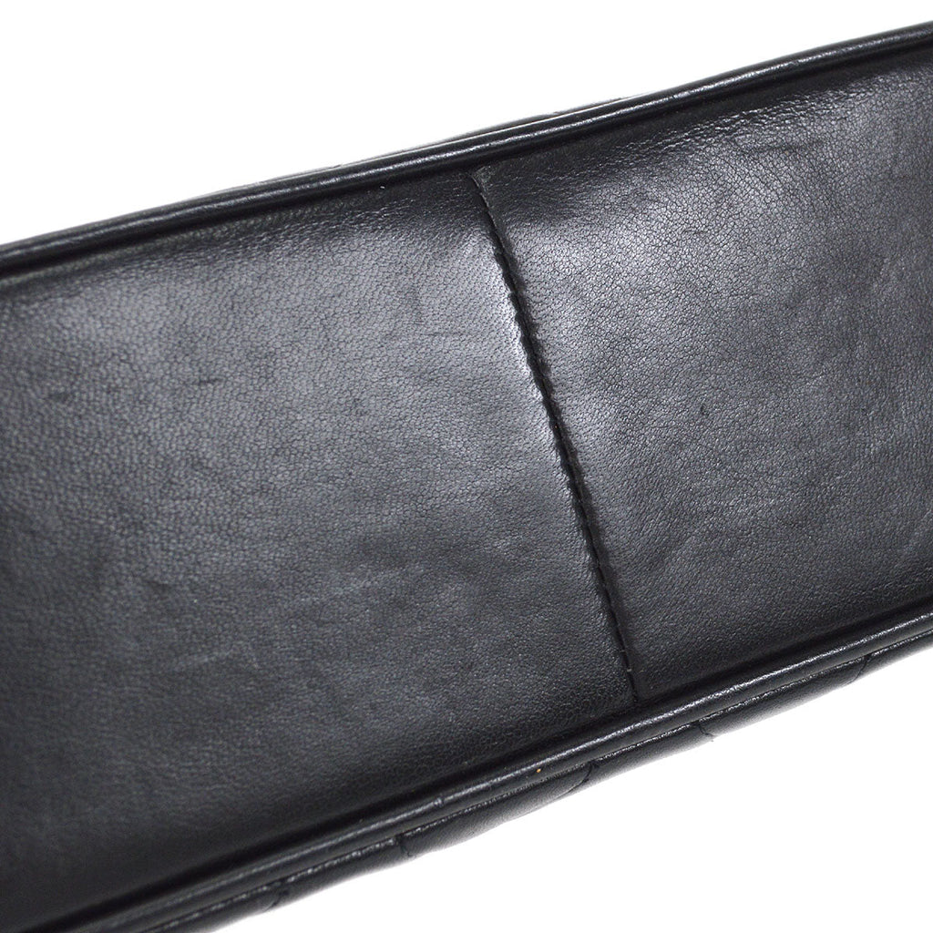 CHANEL 1990s Round Flap Small Black Lambskin