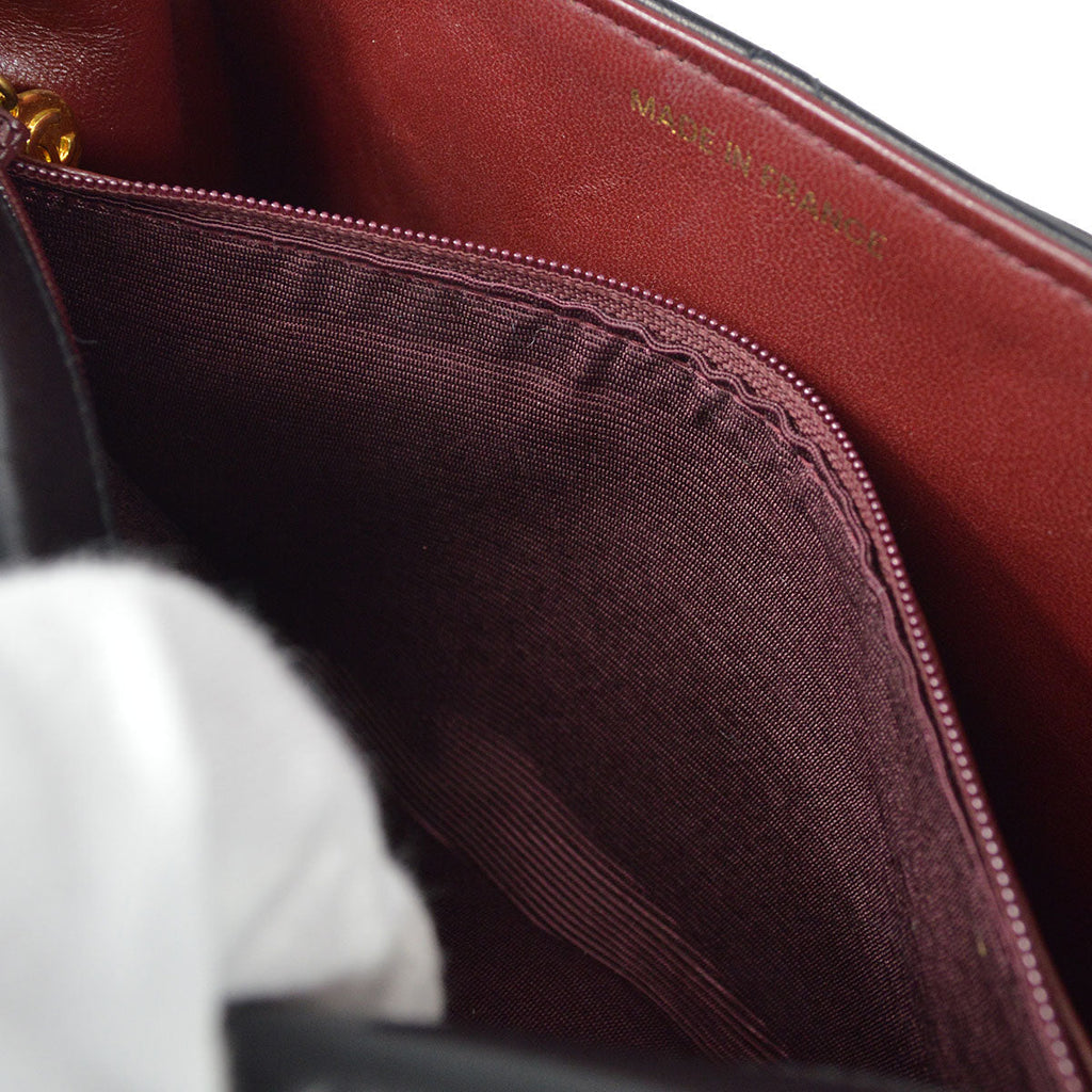 CHANEL 1990s Round Flap Small Black Lambskin