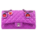 CHANEL 2003-2004 Ladybug Charm Classic Single Flap Medium Purple Lambskin