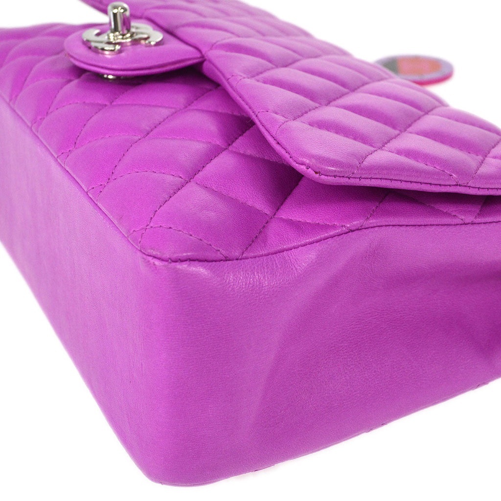 CHANEL 2003-2004 Ladybug Charm Classic Single Flap Medium Purple Lambskin