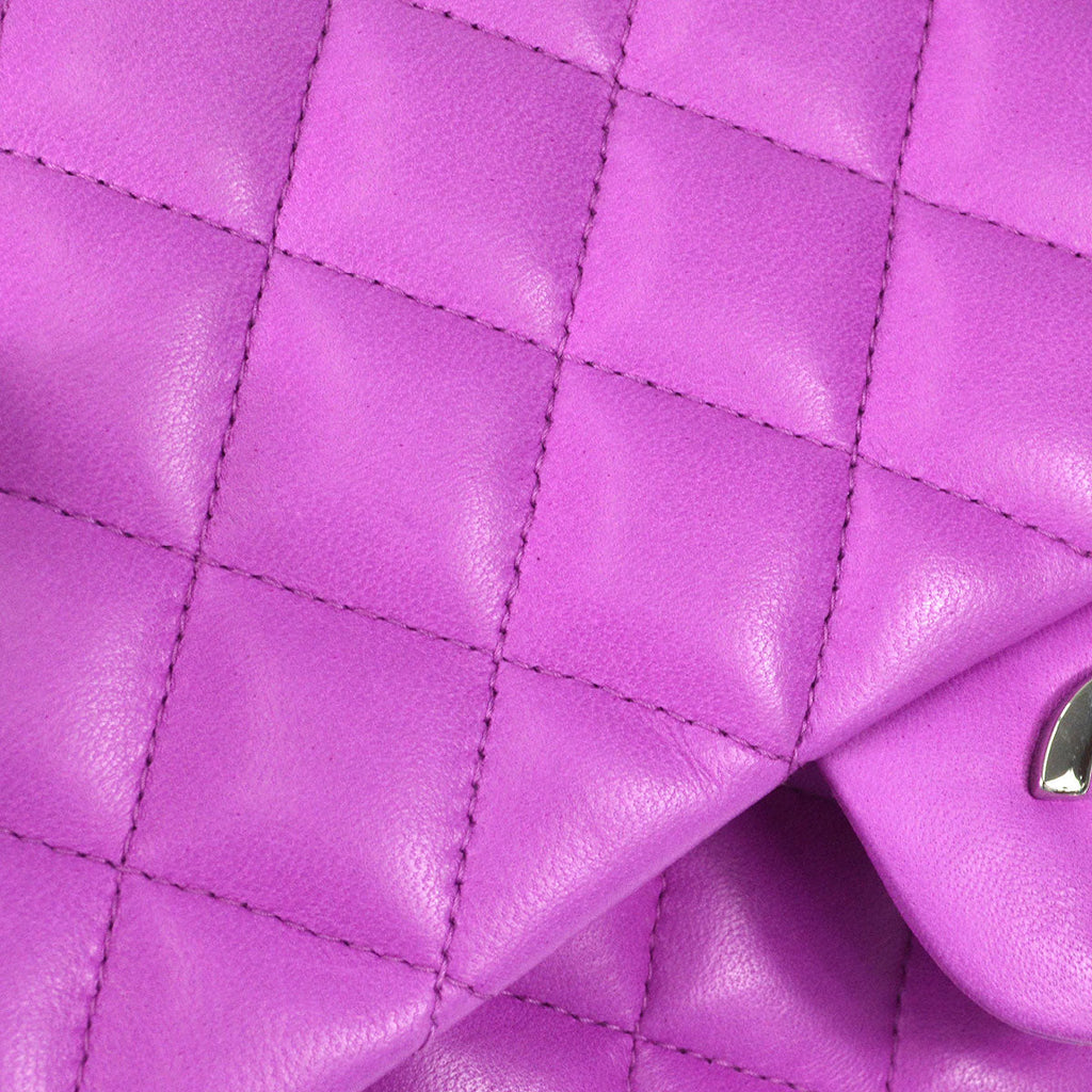 CHANEL 2003-2004 Ladybug Charm Classic Single Flap Medium Purple Lambskin