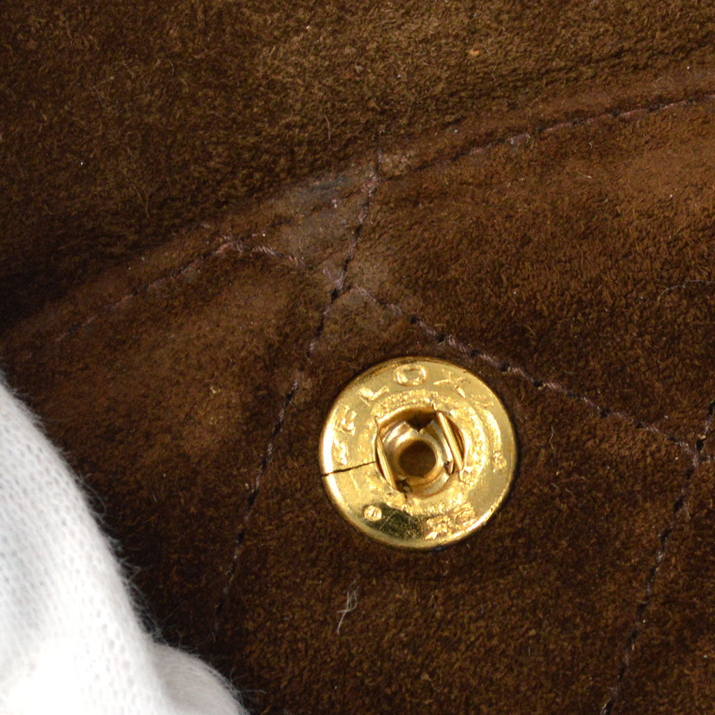 CHANEL 1994-1996 Classic Double Flap Medium Brown Suede