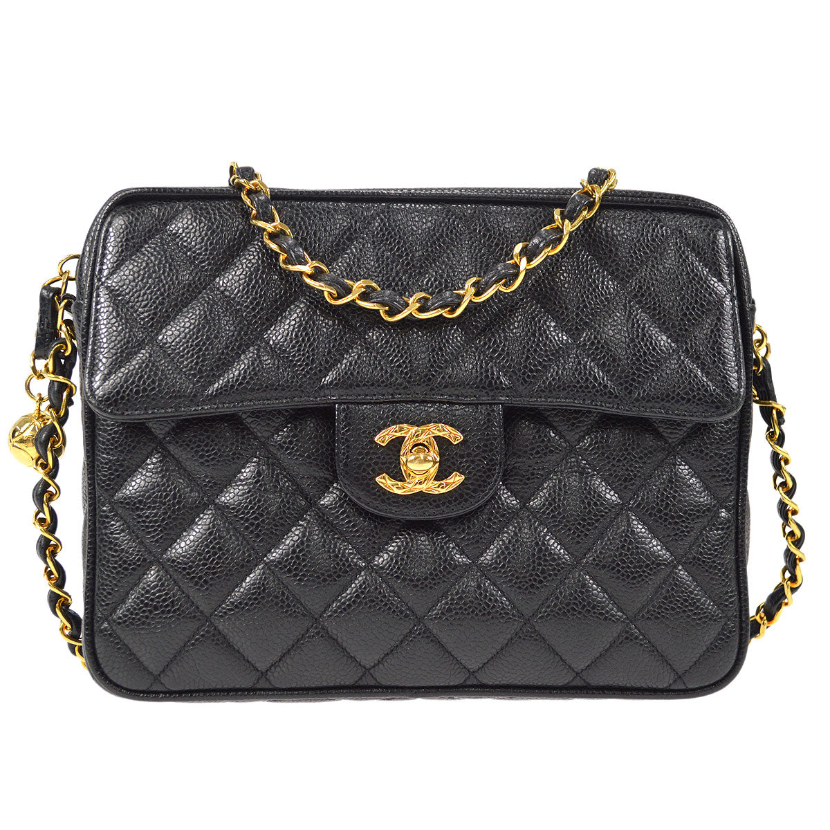 CHANEL 1991-1994 Pocket Camera Bag Small Black Caviar