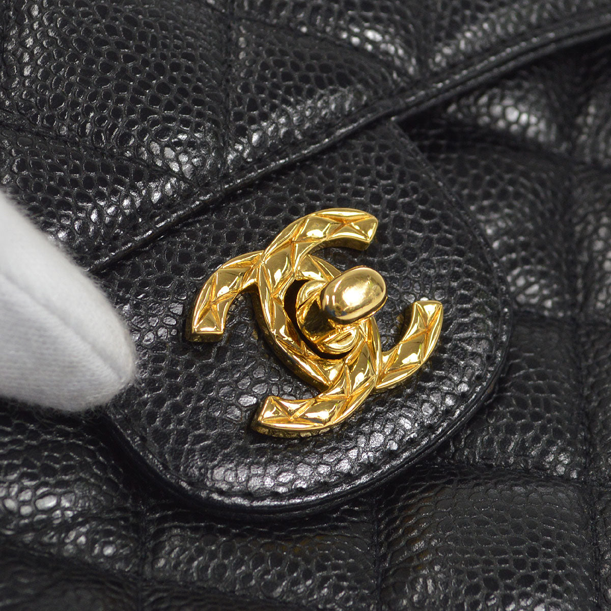 CHANEL 1991-1994 Pocket Camera Bag Small Black Caviar
