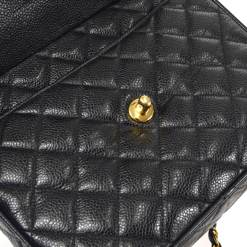 CHANEL 1991-1994 Pocket Camera Bag Small Black Caviar