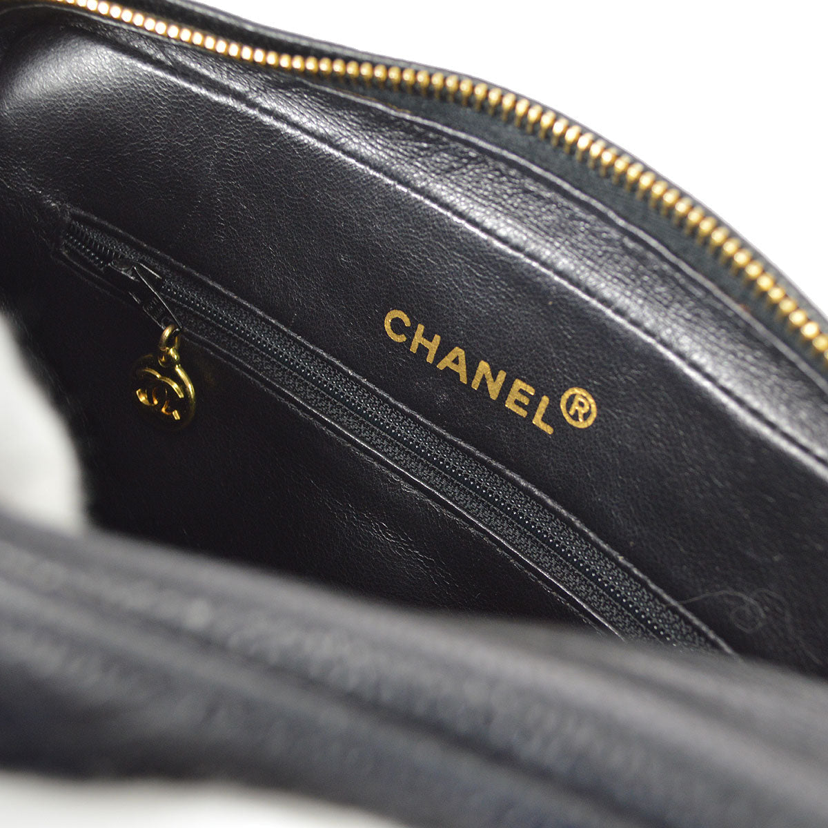 CHANEL 1991-1994 Pocket Camera Bag Small Black Caviar