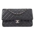 CHANEL 2000-2001 Classic Double Flap Medium SHW Black Caviar