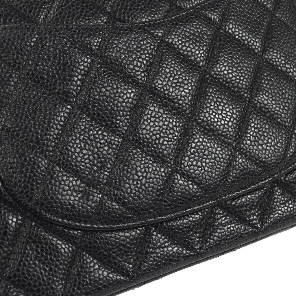 CHANEL 2000-2001 Classic Double Flap Medium SHW Black Caviar