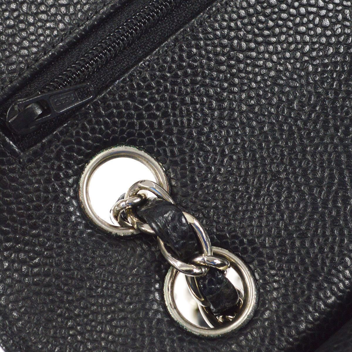 CHANEL 2000-2001 Classic Double Flap Medium SHW Black Caviar